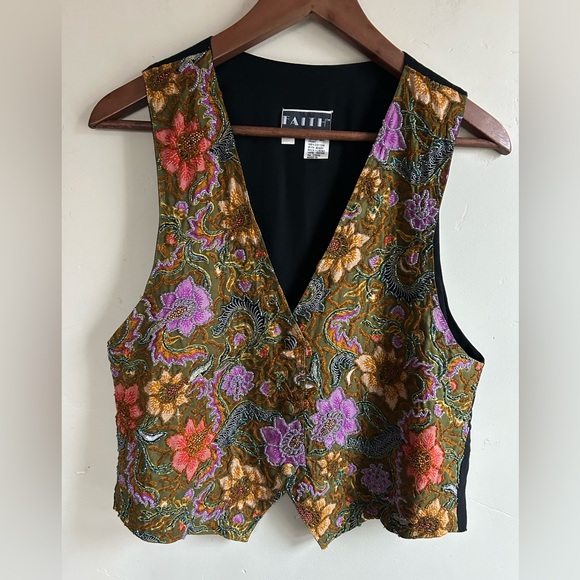 Faith Jackets & Blazers - Vintage Y2K Hand Beaded Women’s Floral Vest Small Button Front Fairy Western